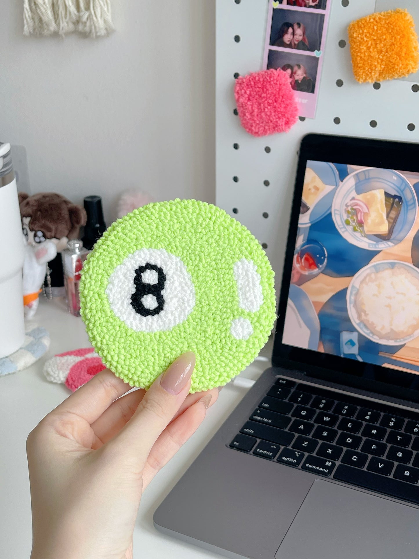 8-ball mug rug ⊹