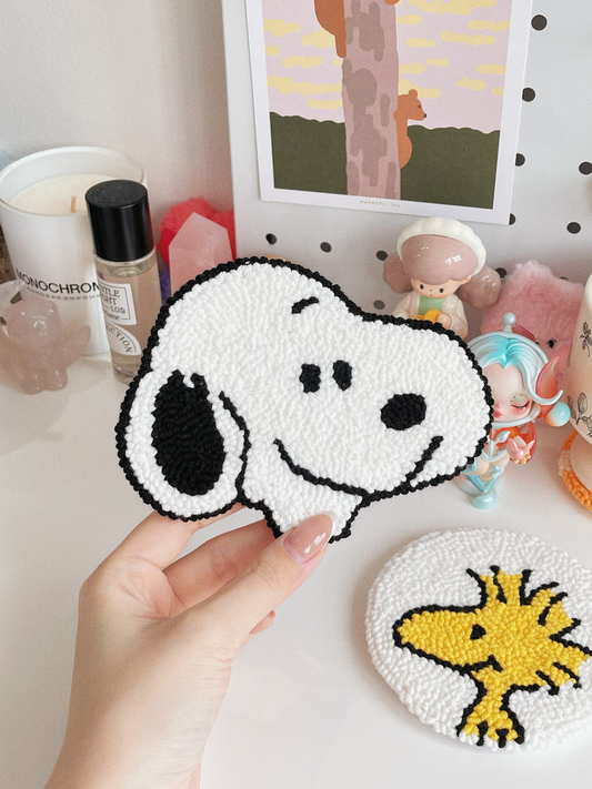 snoopy mug rug ⊹