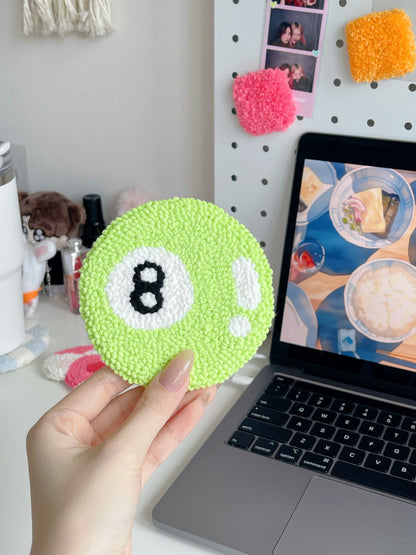8-ball mug rug ⊹
