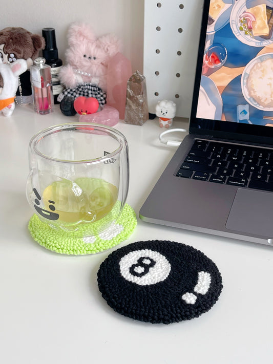 8-ball mug rug ⊹